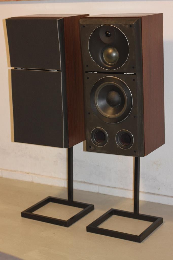 B&O Beovox M150 (Type6432)-Rosewood met originele stands., Audio, Tv en Foto, Luidsprekers, Gebruikt, Front, Rear of Stereo speakers