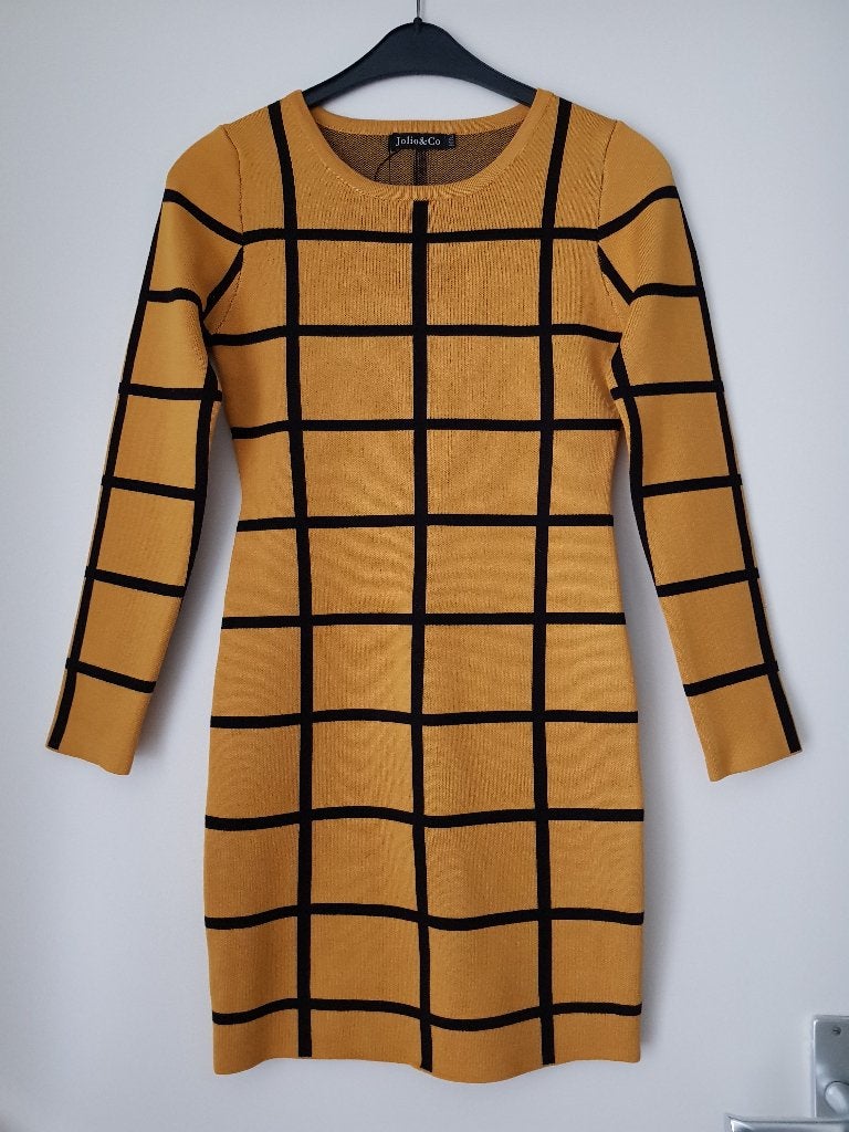 Jurk / lange trui / tuniek - maat XS / S - Jolio & Co NIEUW, Kleding | Dames, Jurken, Geel, Nieuw, Ophalen of Verzenden, Knielengte