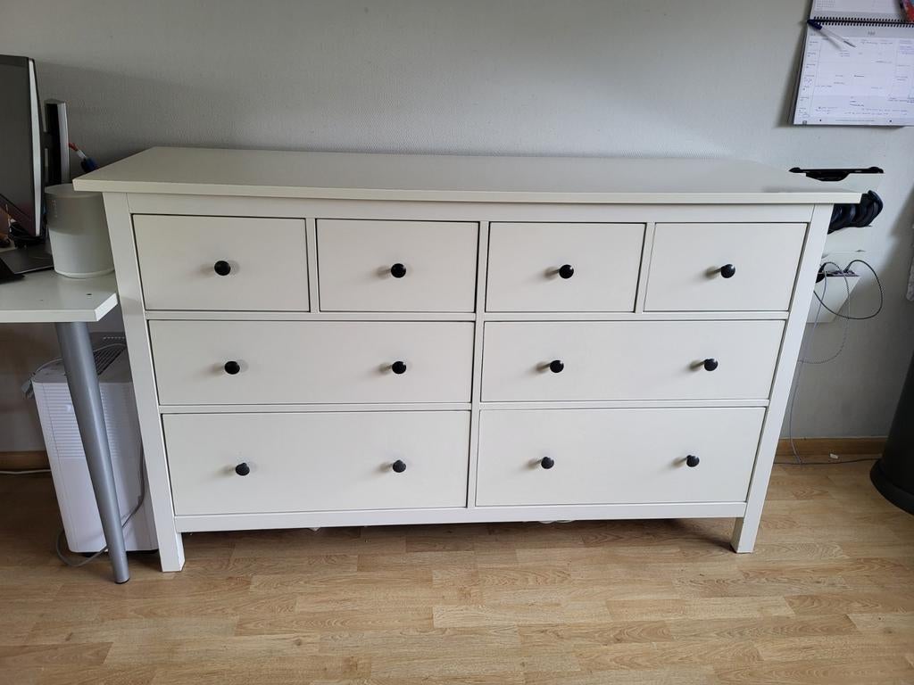Hemnes ladekast met 8 lades wit gebeitst, 160x96, Huis en Inrichting, Kasten | Dressoirs, Ophalen, Gebruikt, Modern, functioneel