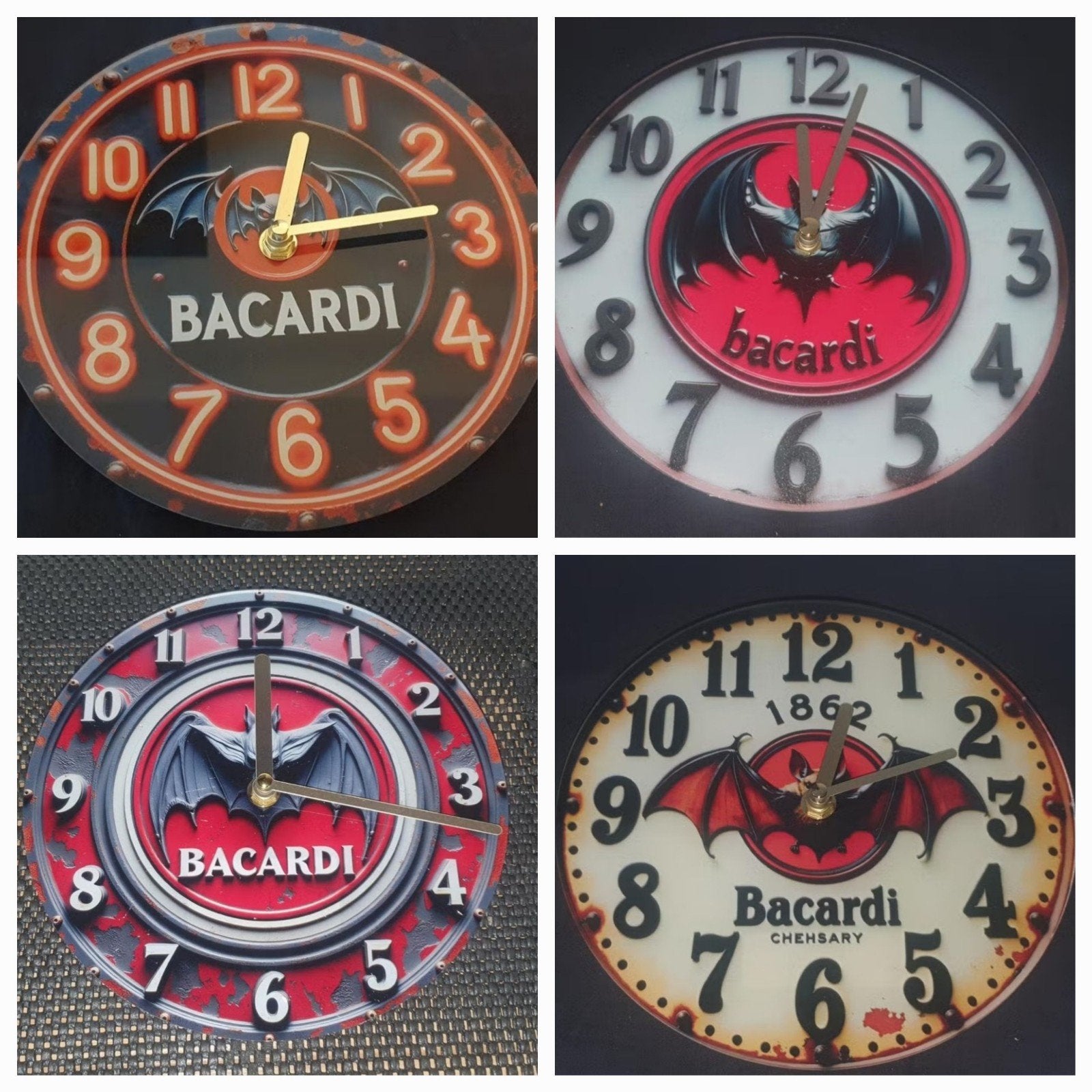 4 Bacardi wand klokken, Ophalen of Verzenden, Nieuw, Overige typen