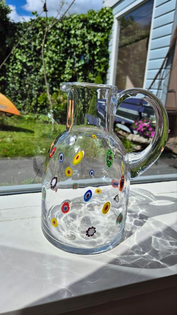 Millefiori waterkan karaf, Ophalen of Verzenden, Zo goed als nieuw, Glas, Overige stijlen