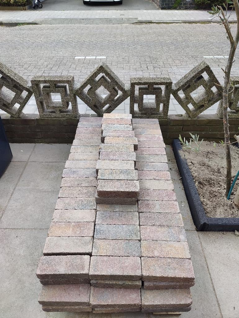 Nieuwe straatstenen Boerenbond kleur + opsluitbanden, Tuin en Terras, Tegels en Klinkers, Ophalen, Klinkers, Nieuw, 5 tot 10 m²