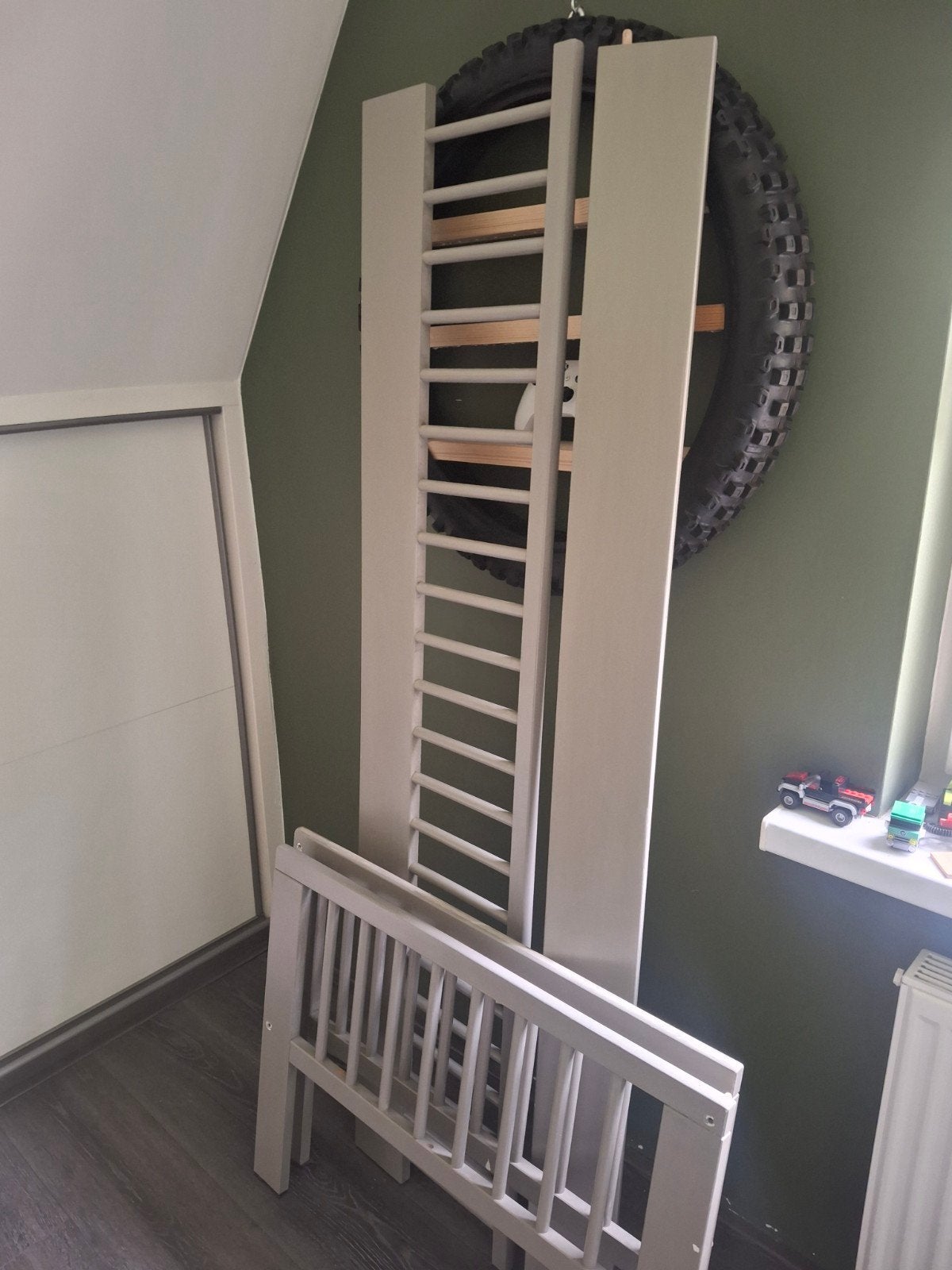 Peuterbed Ikea, lichtgrijs, Ophalen, Gebruikt, 70 tot 85 cm, 140 tot 160 cm