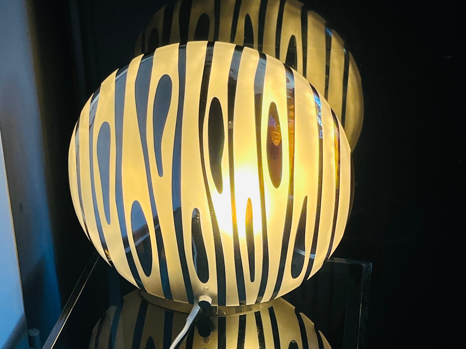 Mooie grote glazen vintage tafellamp, jaren 90, Ophalen of Verzenden, Zo goed als nieuw, Glas