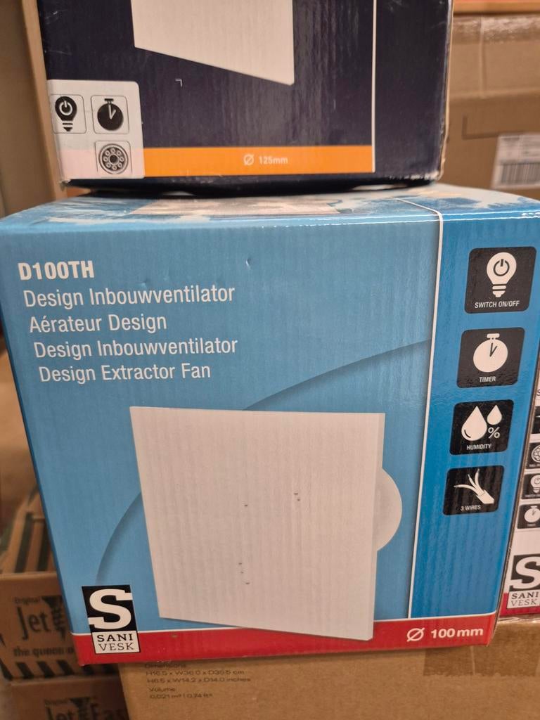 Sani VesK D100TH Design Inbouwventilator - 100mm, Ophalen of Verzenden