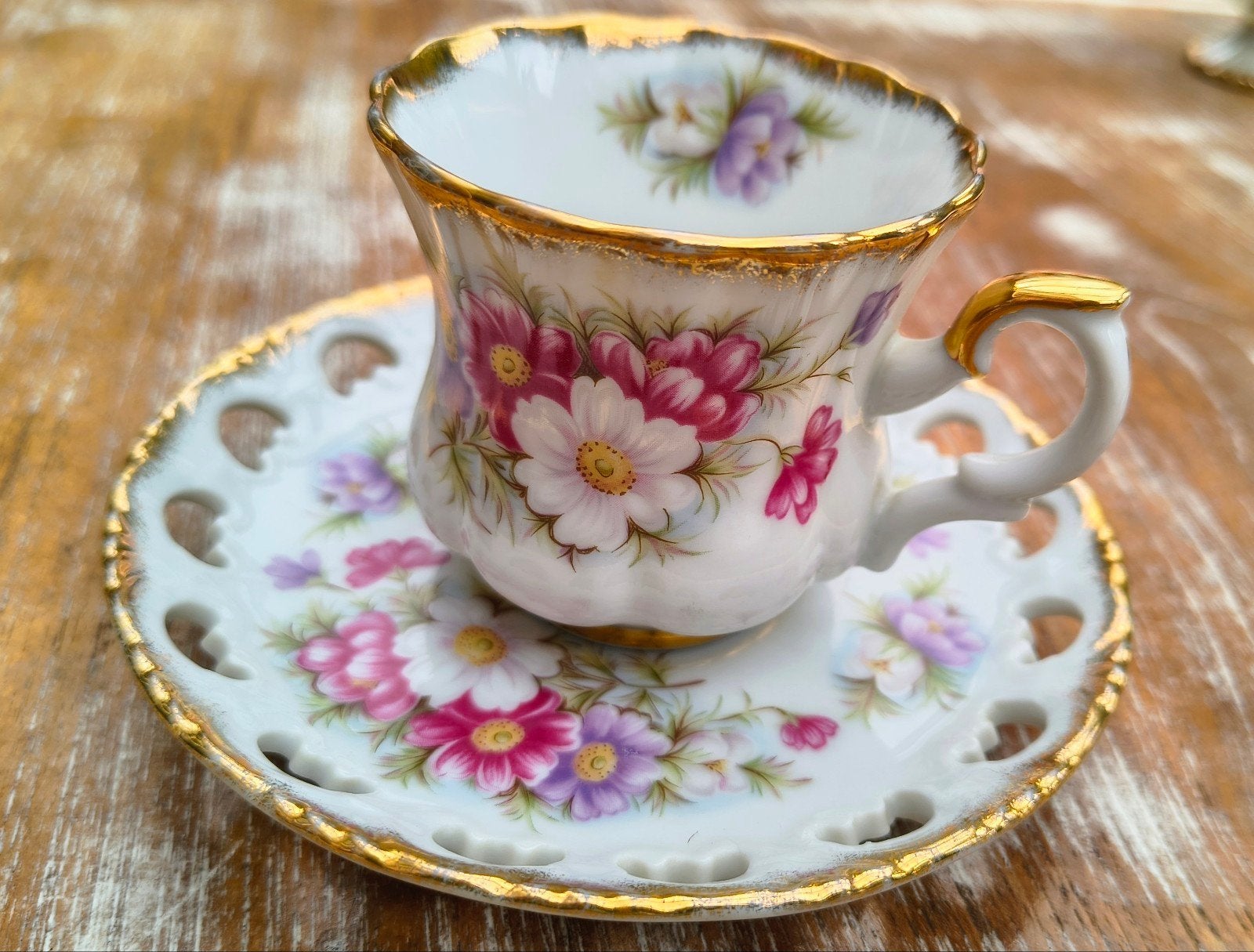 Vintage Ohashi China 1932 kop en schotel, bloemmotief, Ophalen of Verzenden