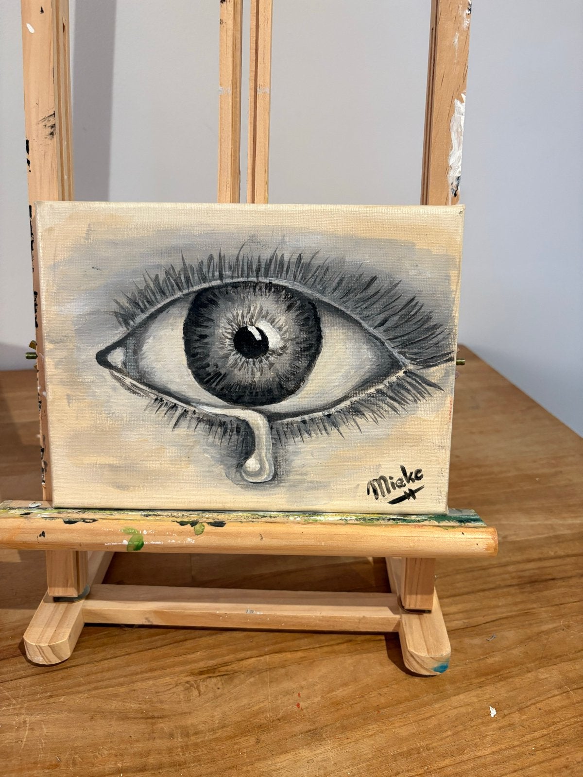 Handgeschilderd oog, Doek, Realistisch, Overige technieken, Ophalen of Verzenden
