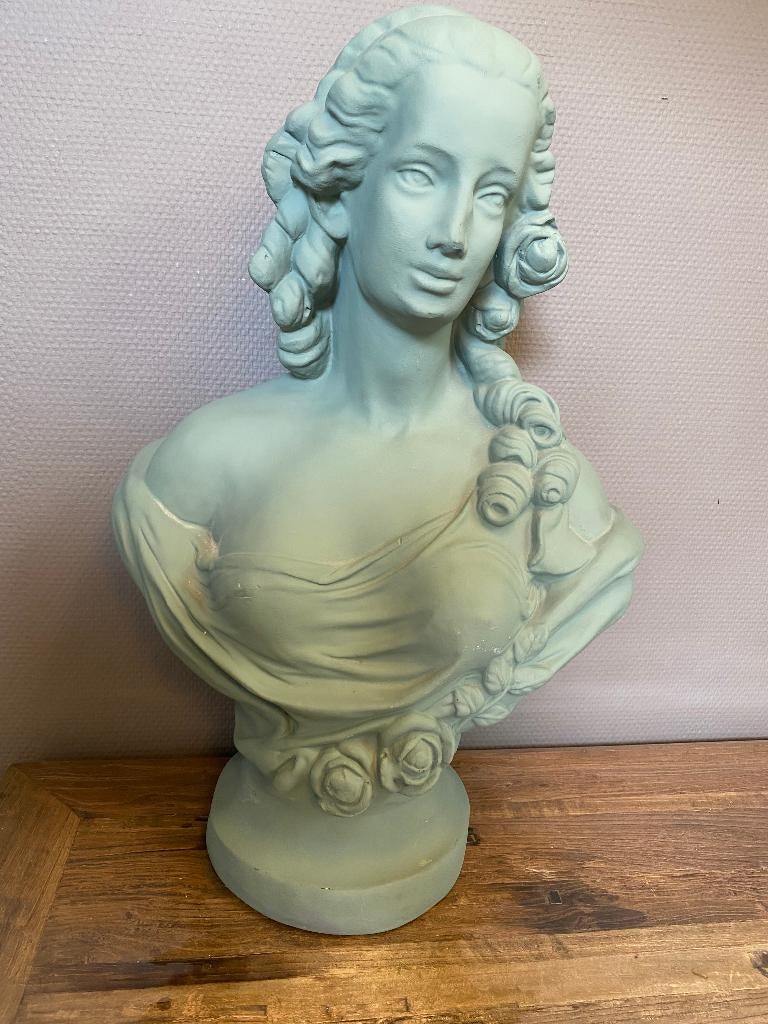 Brocante, klassiek vrouwenbuste/buste van gips, Antiek en Kunst, Curiosa en Brocante, Ophalen of Verzenden