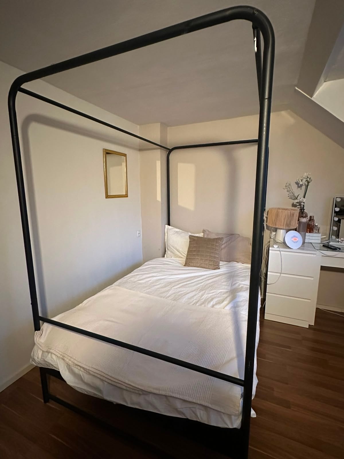 Zwart metalen hemelbed loods 5 - 120x200  cm, Ophalen, Gebruikt, Zwart, Tweepersoons