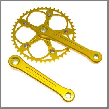 BLB - Pista Vera crankstel / crankset, goud, Fietsen en Brommers, Fietsonderdelen, Crankstel of Pedalen, Nieuw, Ophalen of Verzenden