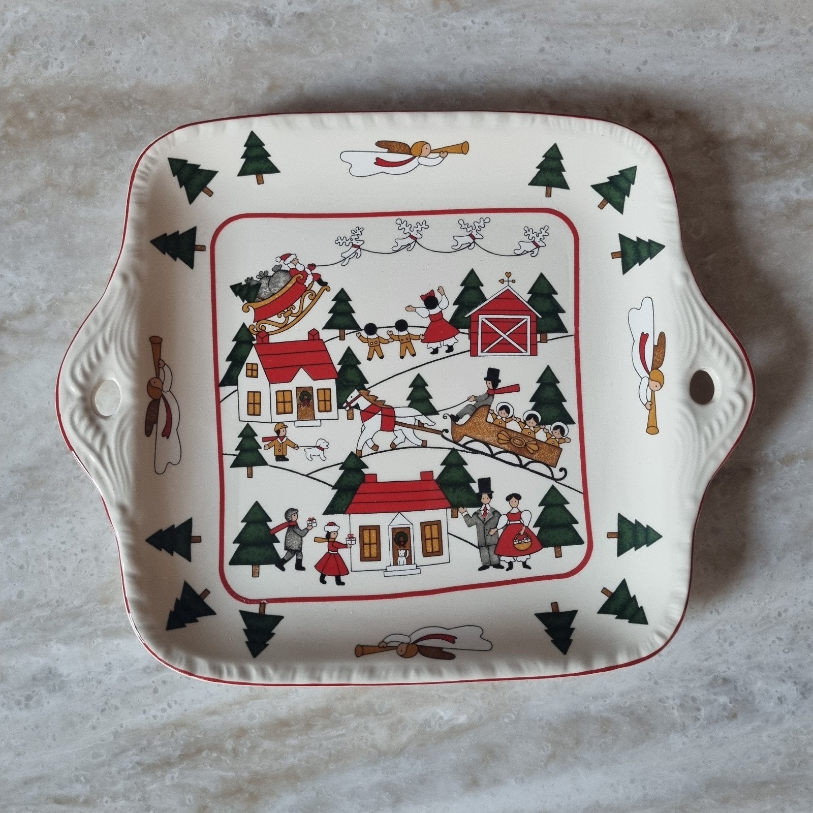 Mason Christmas Village Serveerschaal 1983 - Perfecte Staat, Porselein of Keramiek, Schaal, Ophalen of Verzenden, Zo goed als nieuw