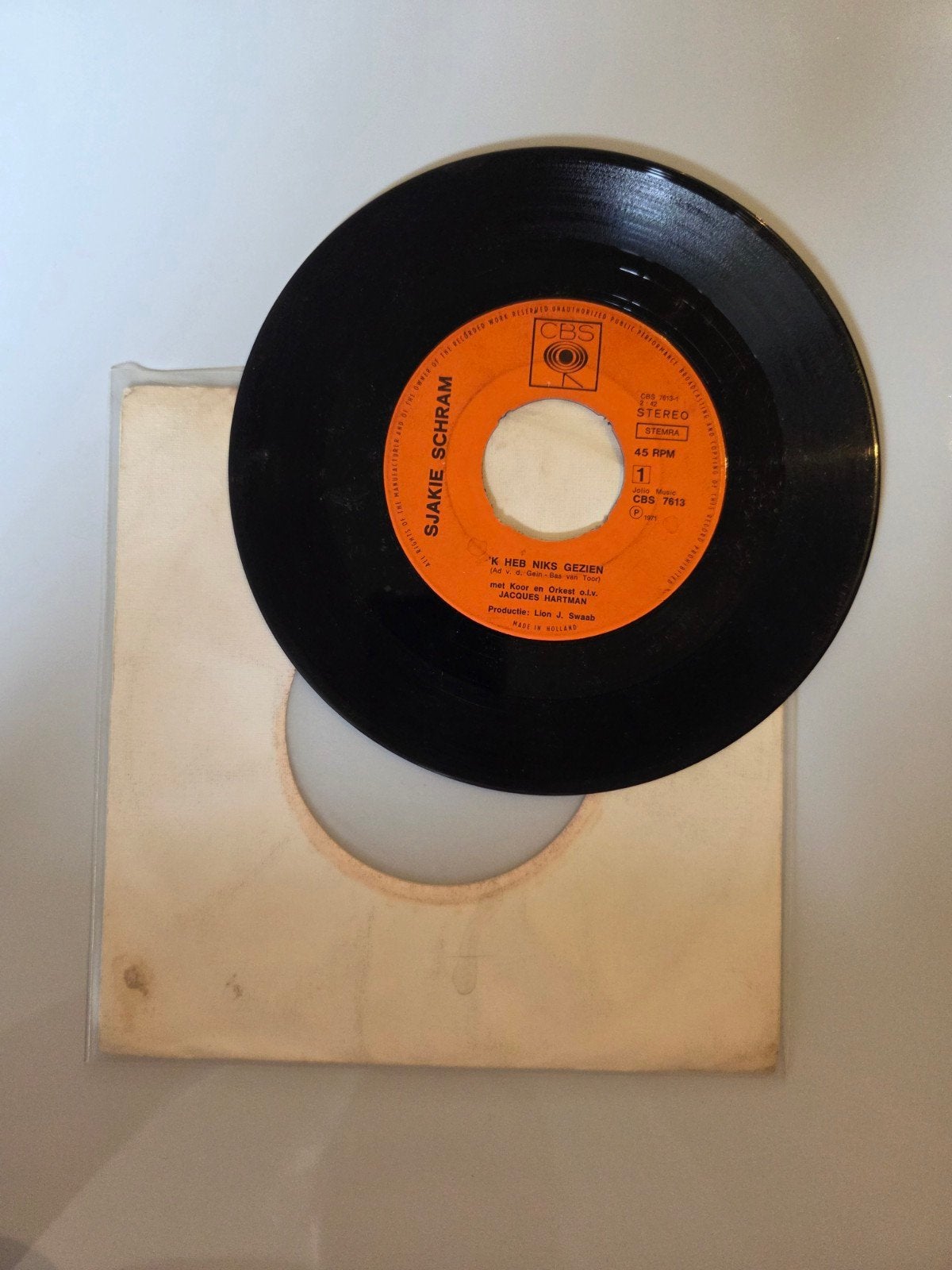 Sjakie Schram - 'K heb niks gezien, Ophalen of Verzenden, Gebruikt, 7 inch, Nederlandstalig