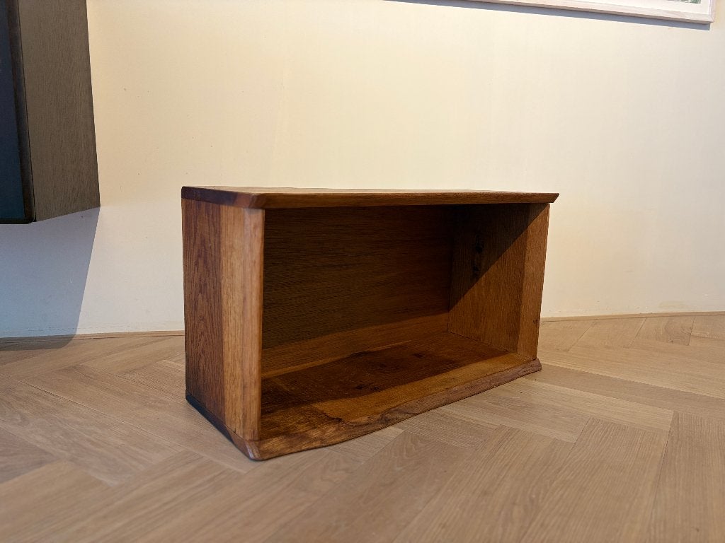 Massief eiken houten boekenkastje japandi, Ophalen, Gebruikt, Eikenhout, 50 tot 100 cm