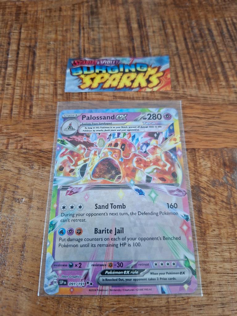 Pokemon – Palossand EX (SSP 091/191) – Surging Sparks, Ophalen of Verzenden, Nieuw, Losse kaart, Foil
