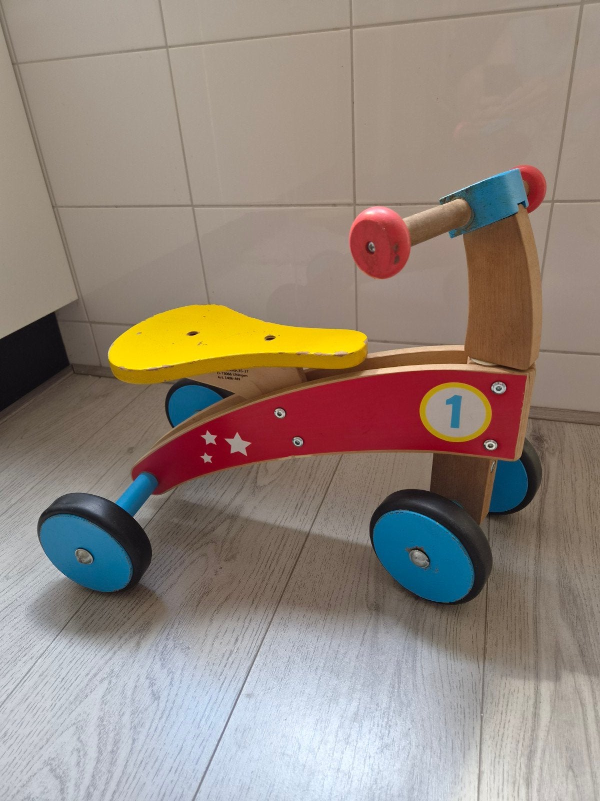 Houten loopfiets voor kinderen - Rood met sterren, Ophalen
