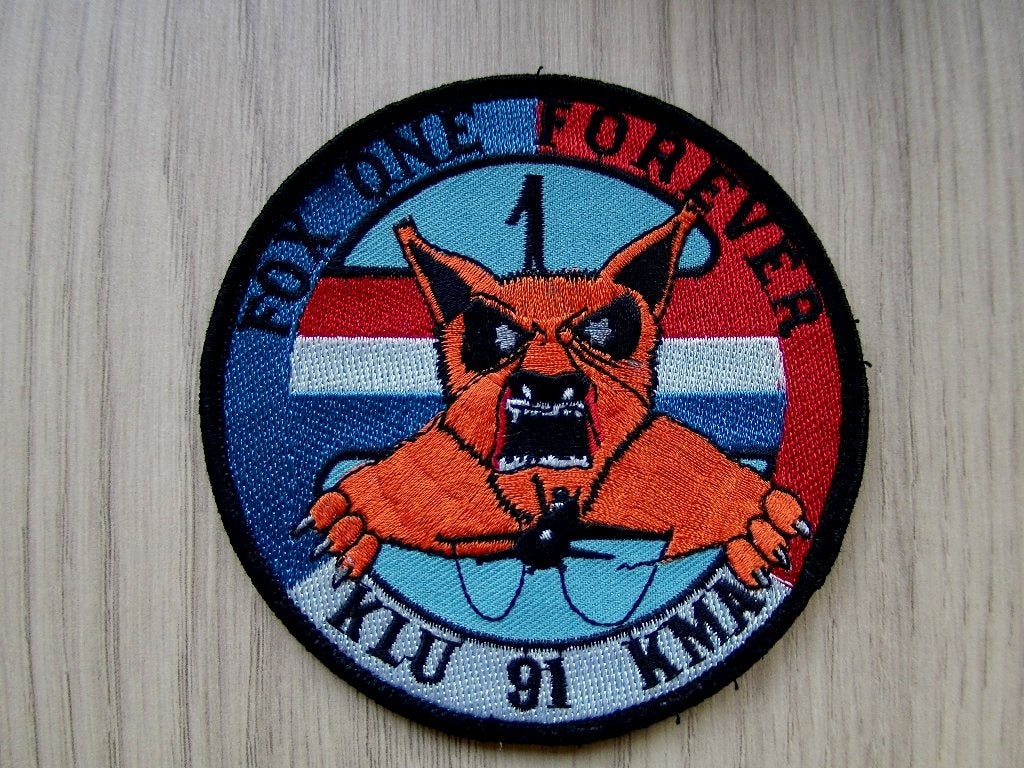 Patch KLu KMA 1991 "Fox One Forever", Verzenden, Luchtmacht, Nederland, Embleem of Badge