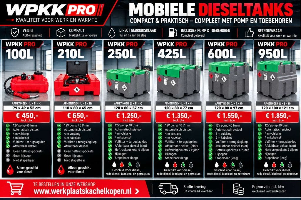 Brandstoftank Diesel met 12V Pomp | 100 tot 950 Liter, Ophalen of Verzenden, Niet ingevuld, Niet ingevuld, Niet ingevuld