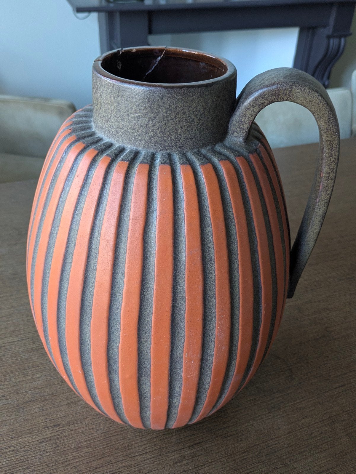 Vintage West Germany, grote aardewerk vaas,  jaren '60-, Ophalen