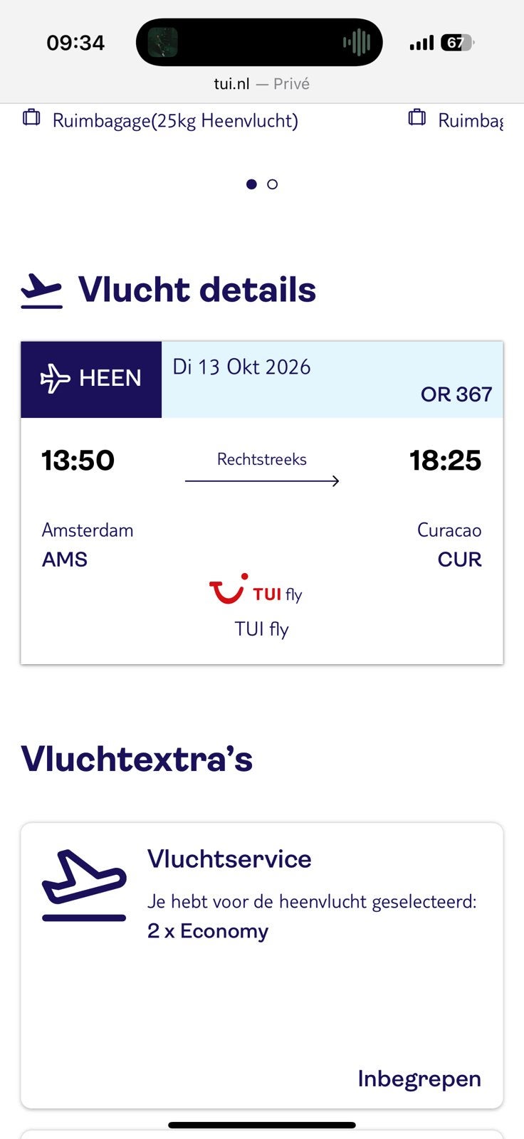 ️ TUI vliegticket Curaçao 13 oktober direct vanaf Amsterdam, Eén persoon, Overige soorten