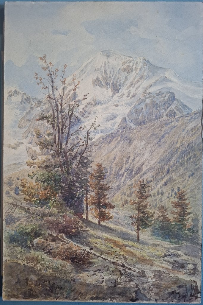 Aquarel van het Alpen Landschap Königspitze  19/20e eeuw, Antiek en Kunst, Kunst | Schilderijen | Klassiek, Ophalen of Verzenden