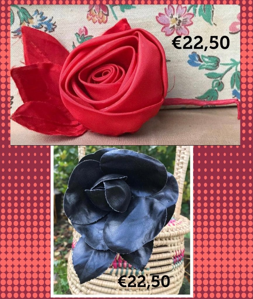 Corsage - rood stoffen - jaren 60 en corsage zwart vintage, Ophalen of Verzenden, Dames