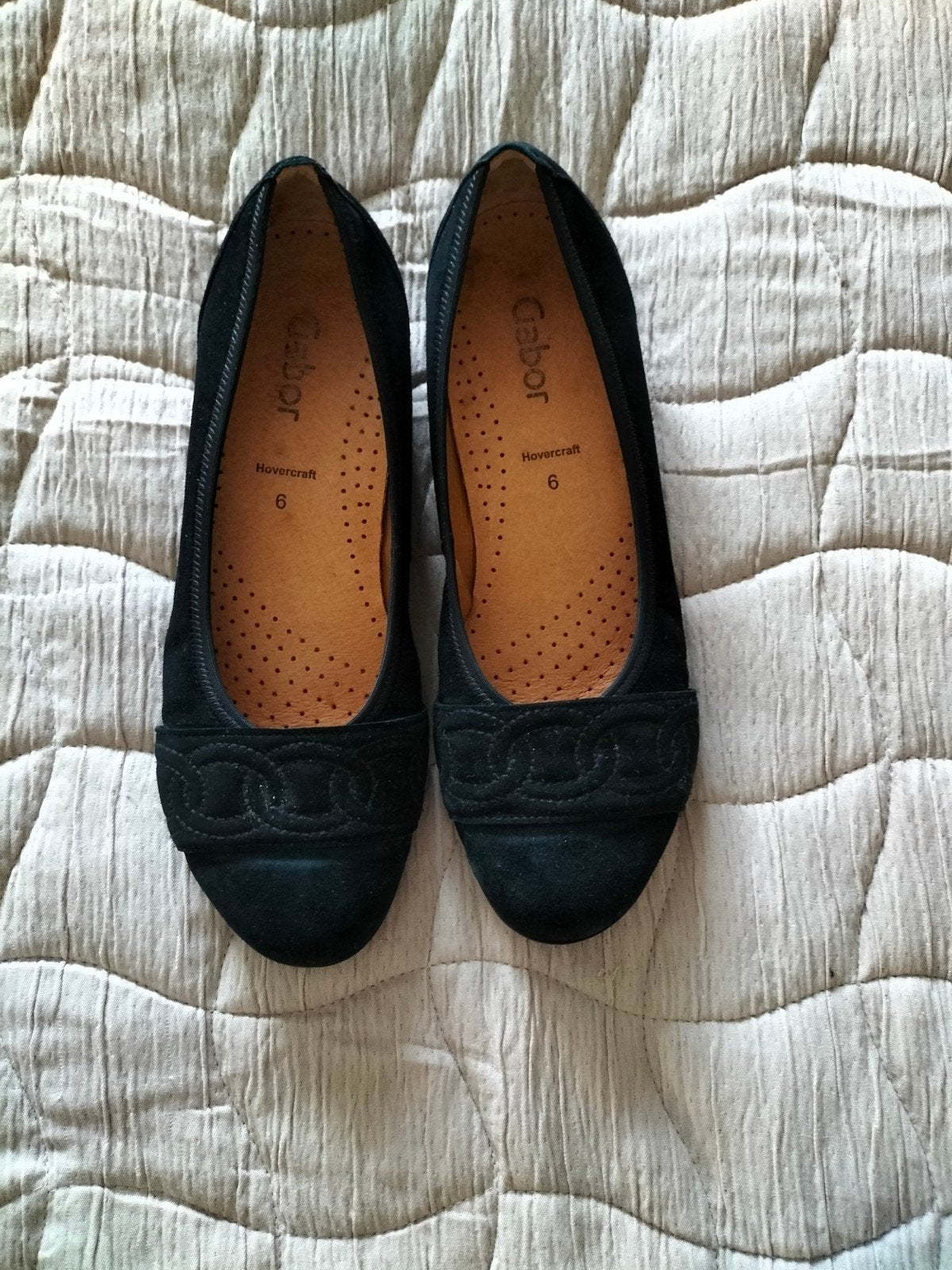 Gabor Hovercraft ballerina's - Zwart suède - Maat 39, Kleding | Dames, Zwart, Gabor, Zo goed als nieuw, Ballerina's
