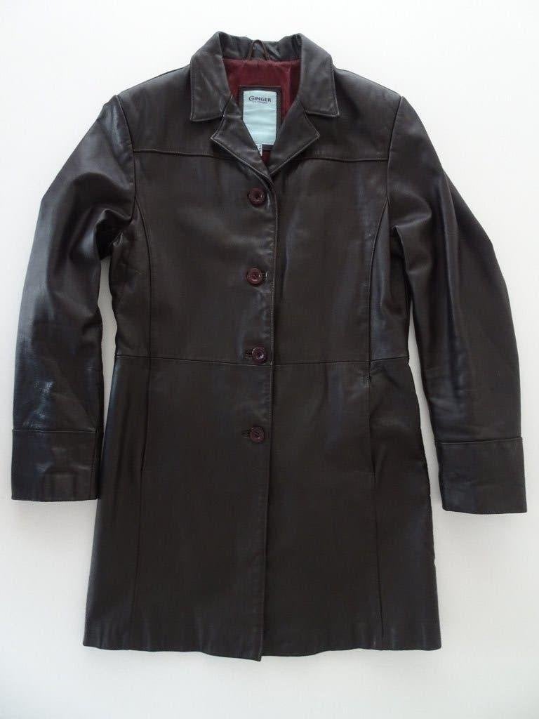 Ginger leren dames jas winterjas half lang leer bruin 38 M, Kleding | Dames, Maat 38/40 (M), Bruin, Ginger, Ophalen of Verzenden