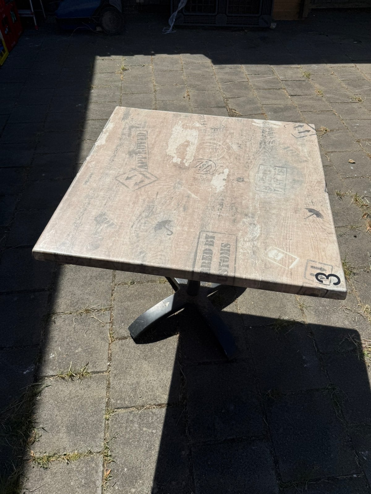 4x stevige horecatafel / terrastafel – inklapbaar onderstel, Ophalen, Gebruikt, Vierkant, Metaal