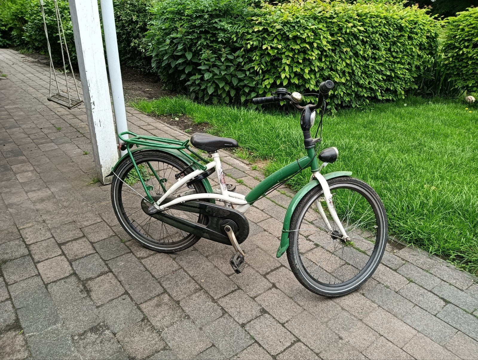 Groene kinderfiets met lage instap, Fietsen en Brommers, Terugtraprem, Minder dan 47 cm, Ophalen, Overige merken