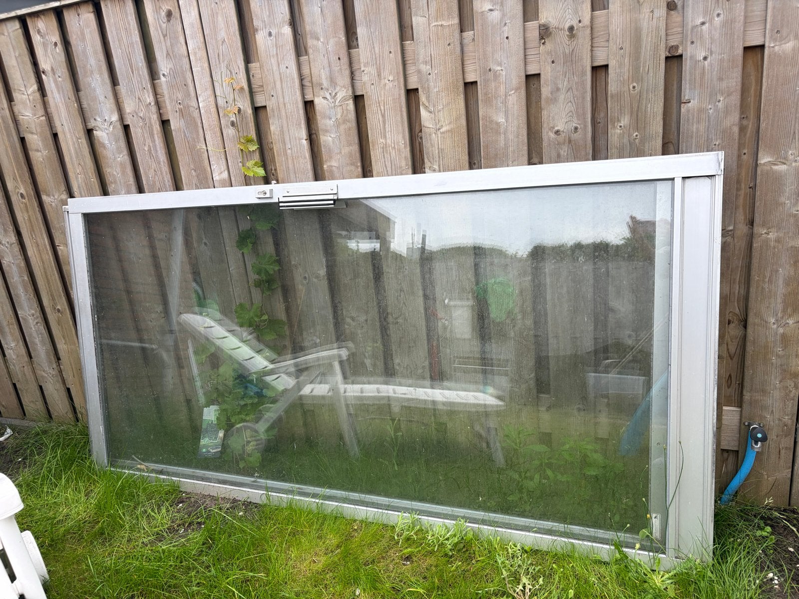 Grote glazen schuifpui met aluminium frame, Gebruikt, 215 cm of meer, Schuifdeur, Ophalen