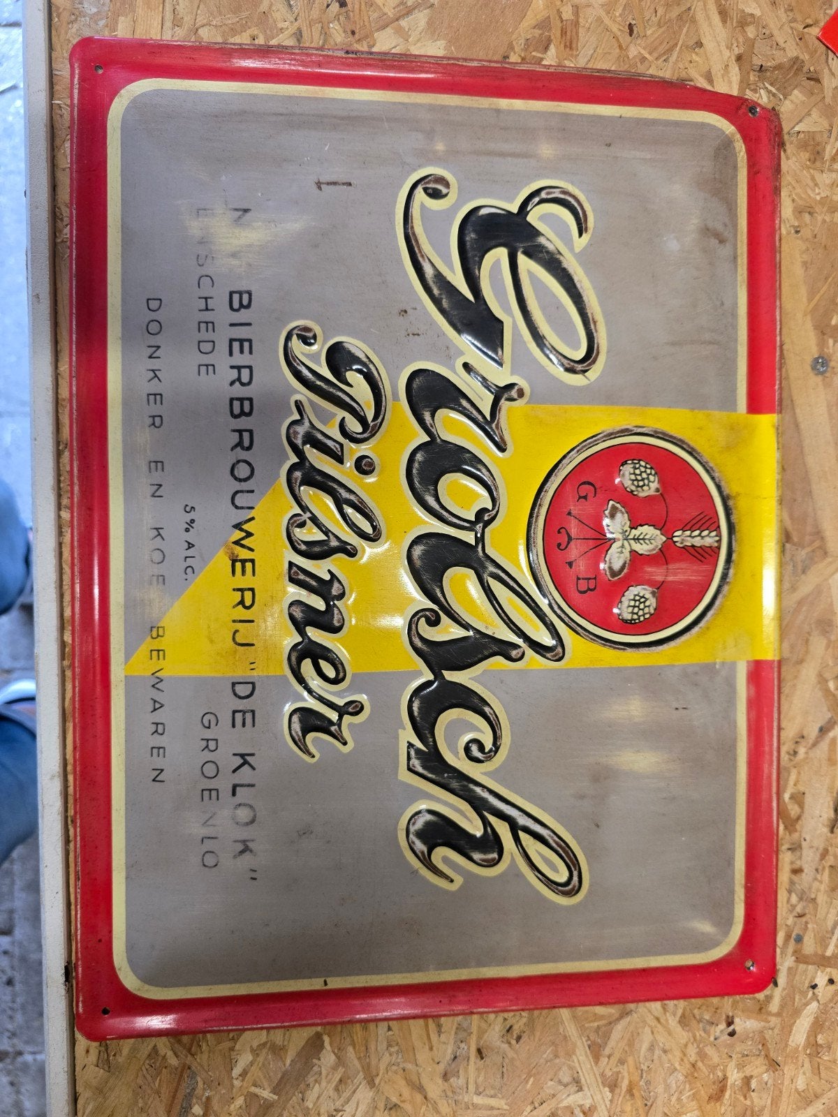 Vintage Grolsch blikken Reclameborden (3 stuks), Ophalen