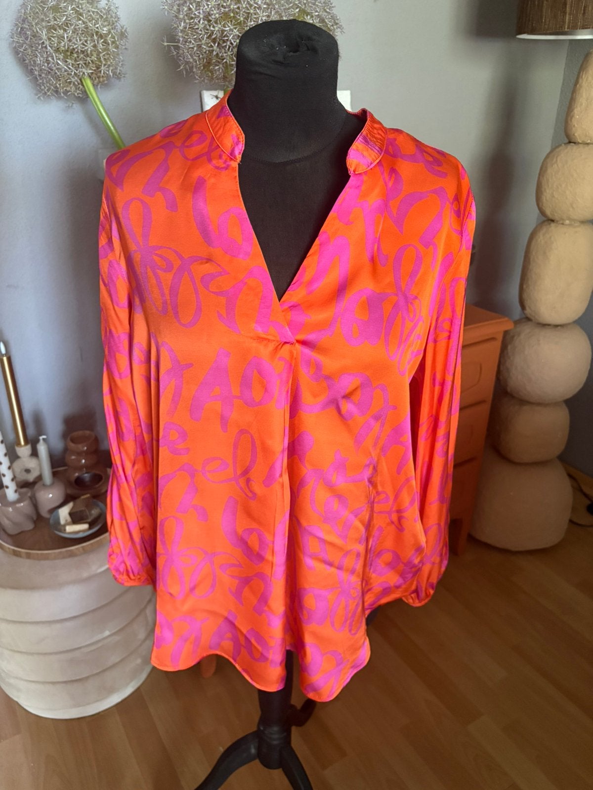 Made in Italy mooie zomerse blouse mt 42 100% viscose ZGAN, Ophalen of Verzenden, Zo goed als nieuw, Maat 42/44 (L), Overige kleuren