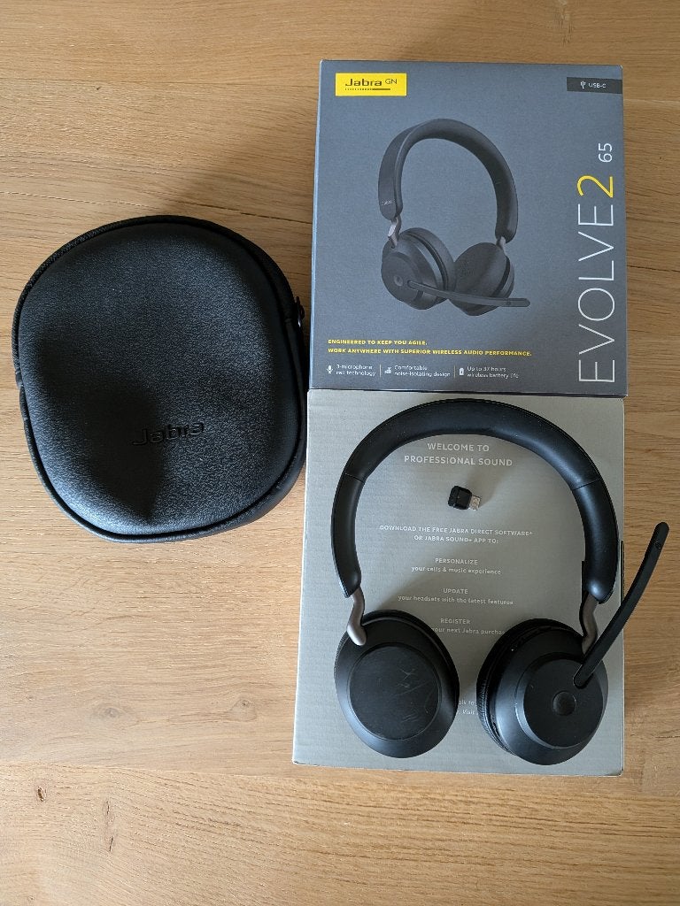 Jabra Evolve 2 65 USB-C, Computers en Software, Headsets, On-ear, Ophalen of Verzenden, Zo goed als nieuw, Draadloos