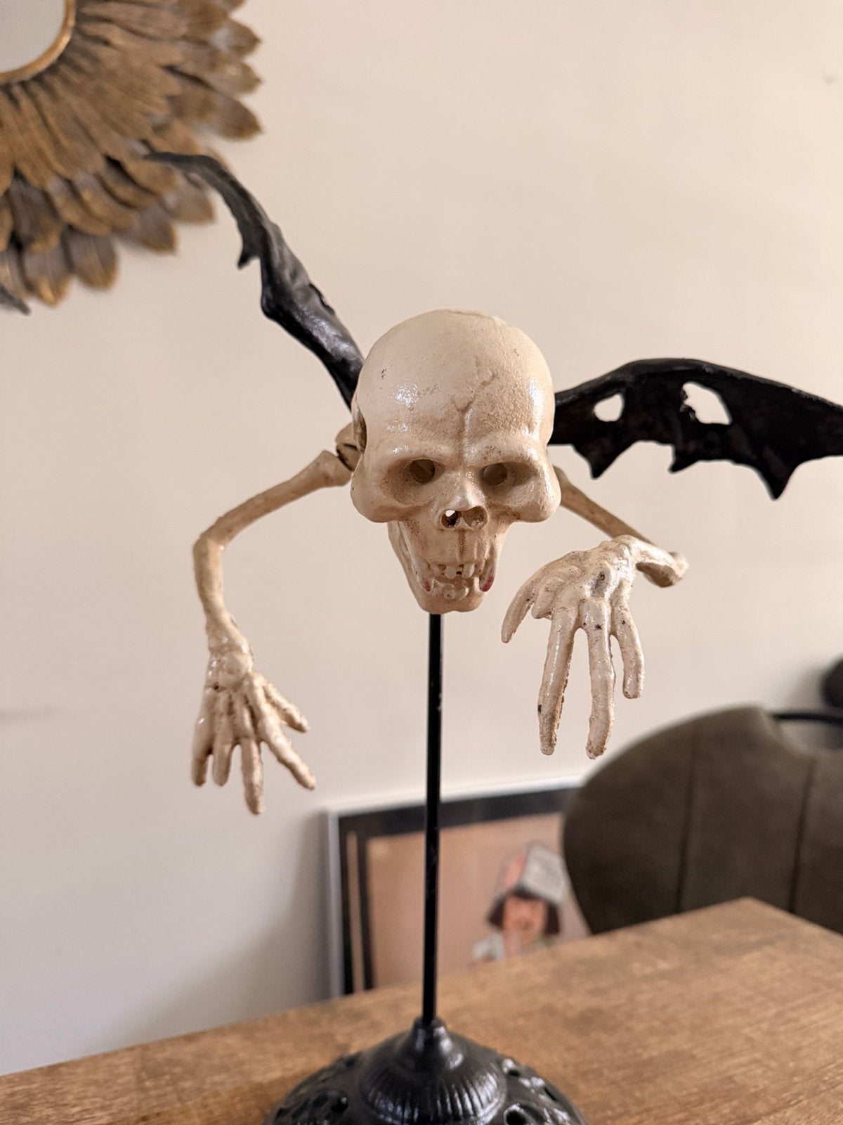 Vliegend Skelet beelden Halloween decoratie design apart, Ophalen of Verzenden, Zo goed als nieuw, Halloween of Griezel