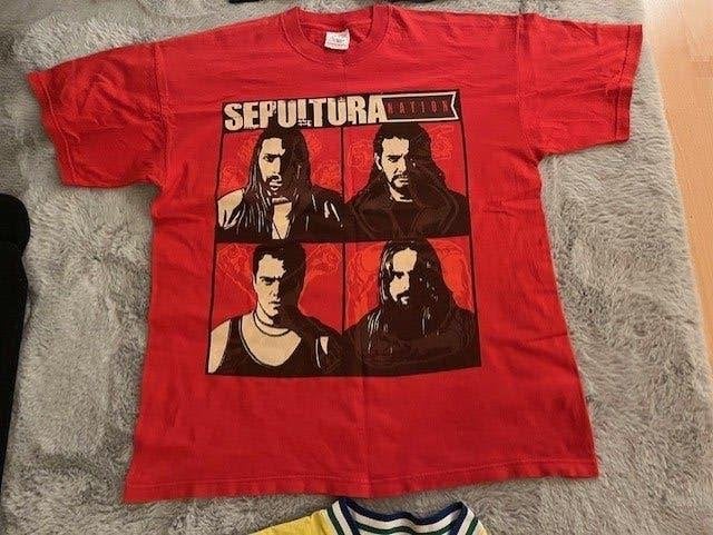 vintage Sepultura metal shirt Nation rood XL uit 2001, Ophalen of Verzenden, Zo goed als nieuw, Kleding