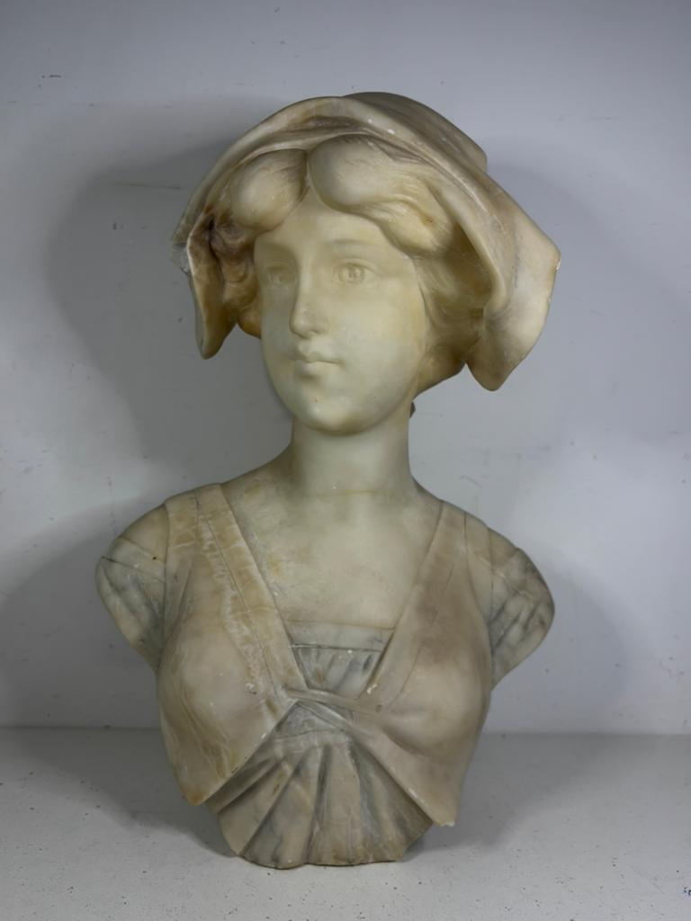 Antieke marmeren damesbuste Art Nouveau ca 1900, Ophalen