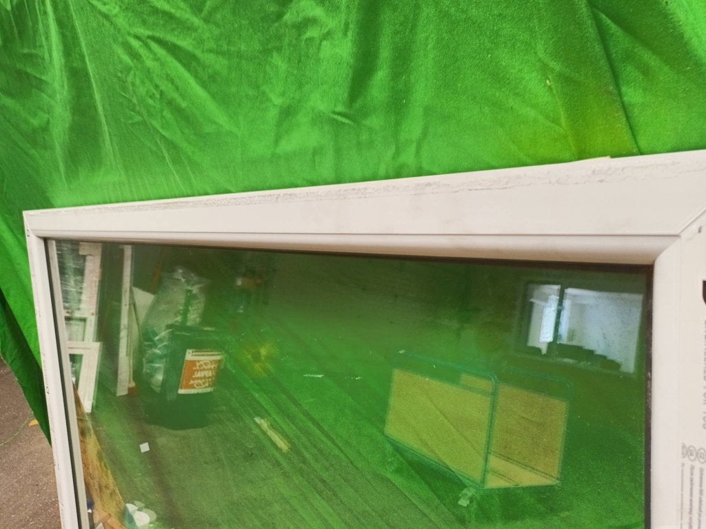 Kunststof Vast kozijn b149,5 x h135,5 cm Antraciet   -2638-, Kunststof, Gebruikt, Raamkozijn, Niet ingevuld
