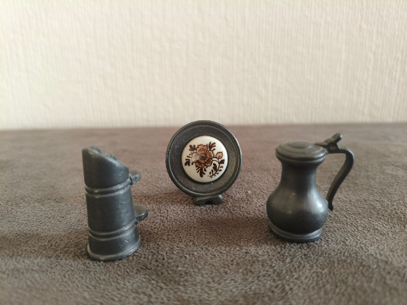 Drie tinnen miniaturen, Ophalen of Verzenden