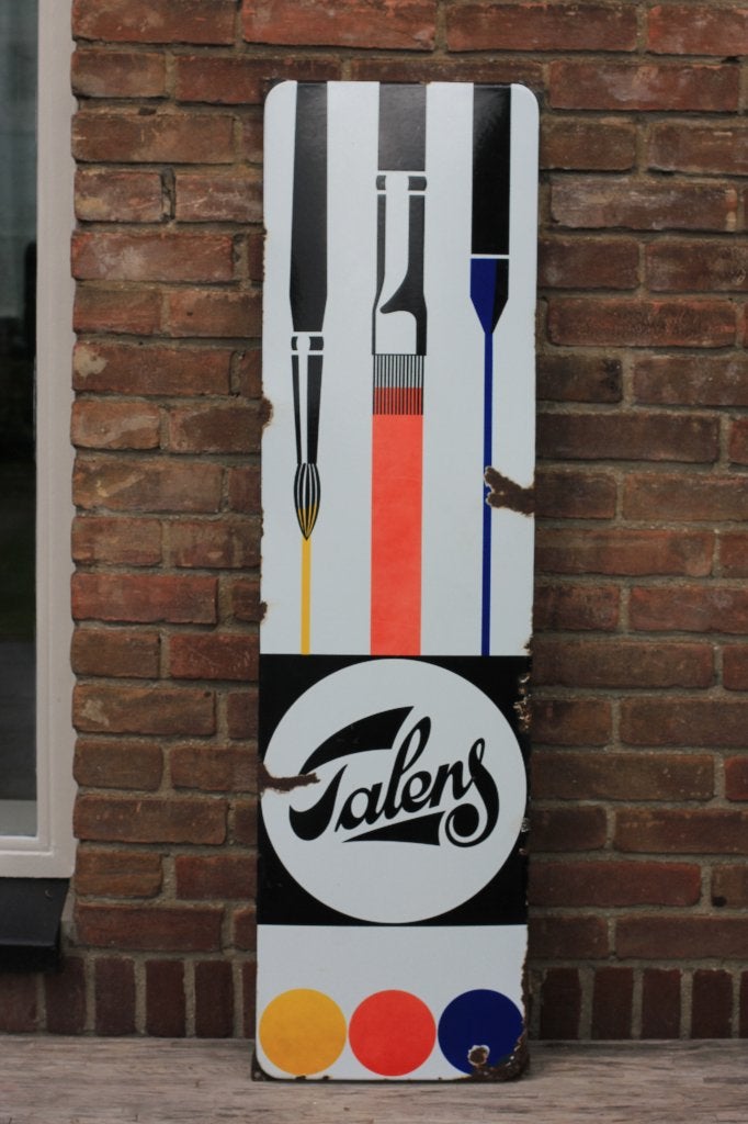 emaille bord TALENS LANGCAT BUSSUM JAREN 50, Antiek en Kunst, Ophalen of Verzenden