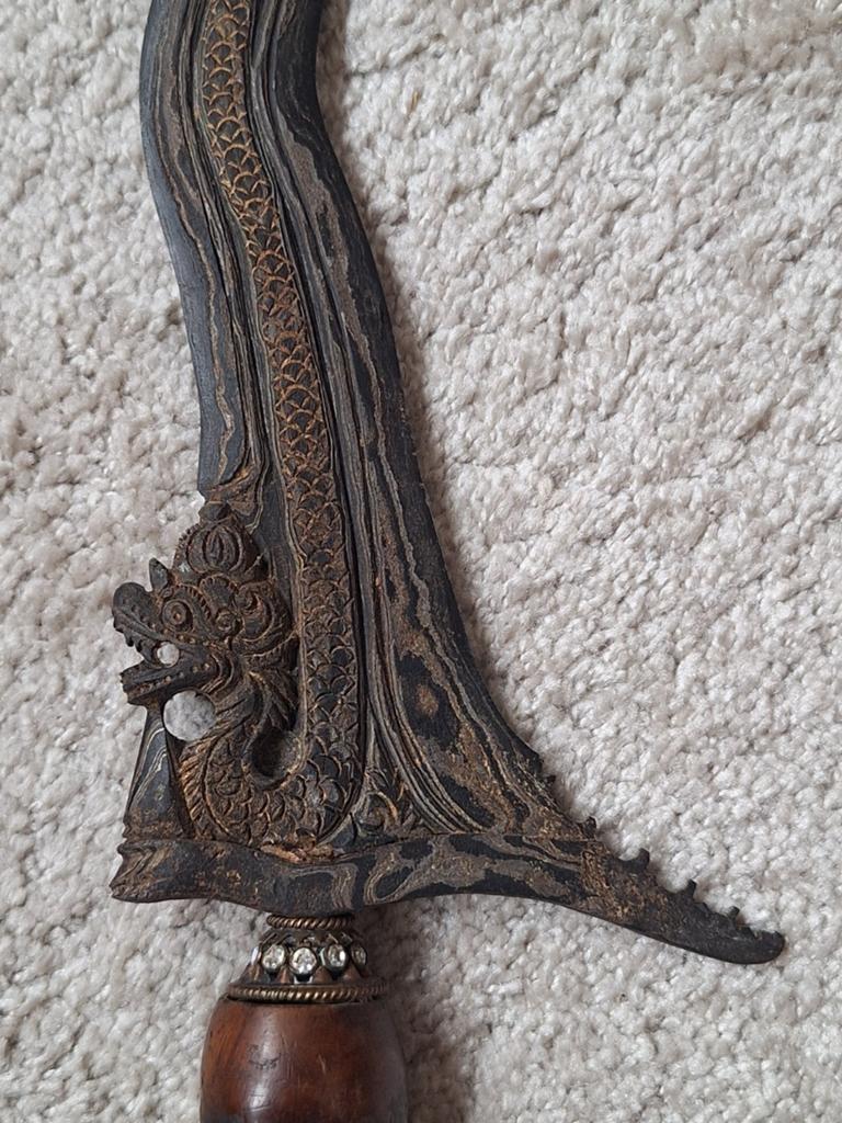 Fraaie Oude Naga Pamor Luk Keris Kris Javaans Indonesië, Antiek en Kunst, Kunst | Niet-Westerse kunst, Ophalen of Verzenden