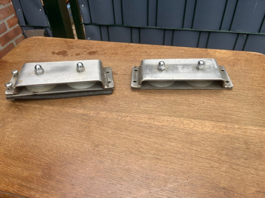 Katrol dubbel Roestvrijstaal, 2 stuks, Ophalen of Verzenden, Zo goed als nieuw, Motor en Techniek