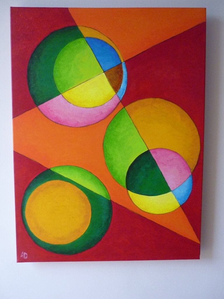 Cirkels, Handgeschilderd, Ophalen of Verzenden, Textiel, Figuren