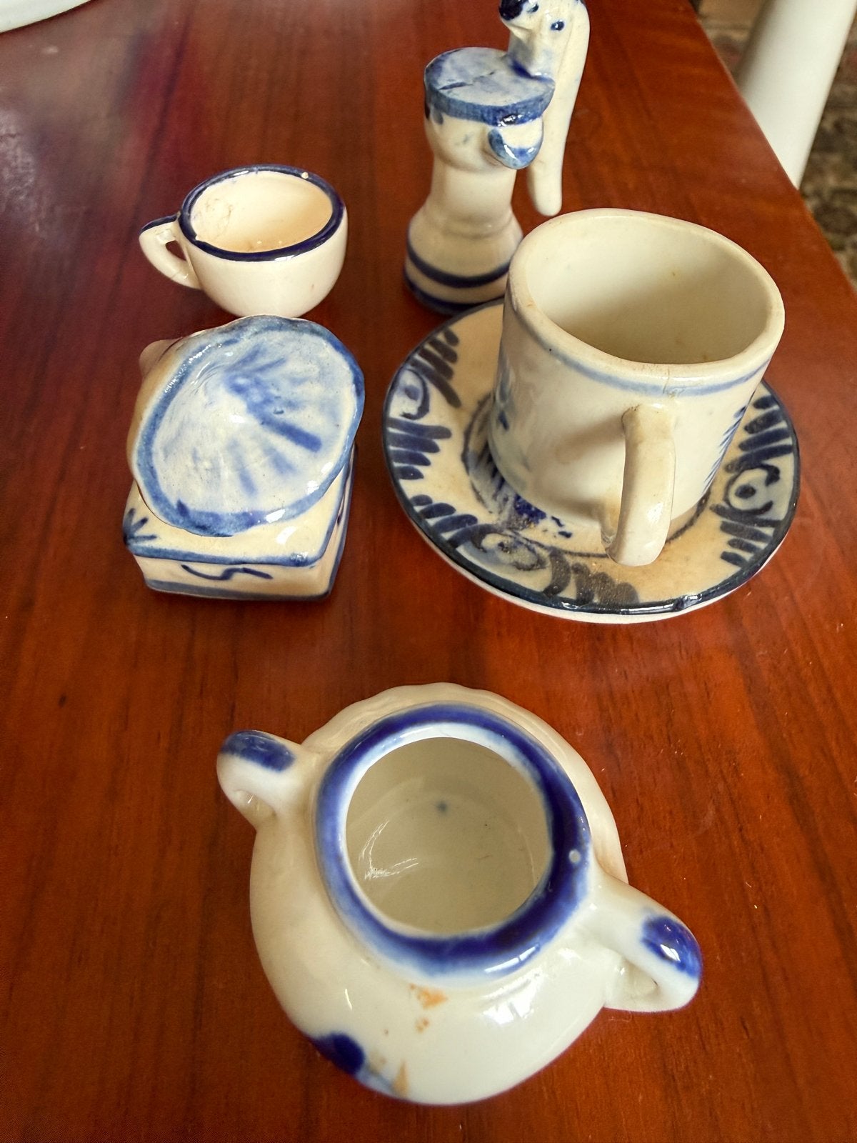 Miniatuur Delfts Blauw Serviesje - Handgeschilderd, Ophalen of Verzenden