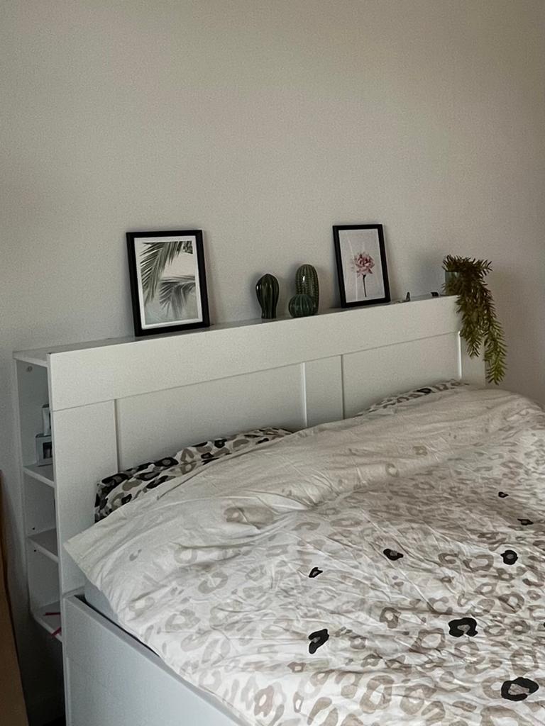 IKEA Brimnes hoofdeind met opbergruimte, Ophalen, Gebruikt, Wit, Tweepersoons