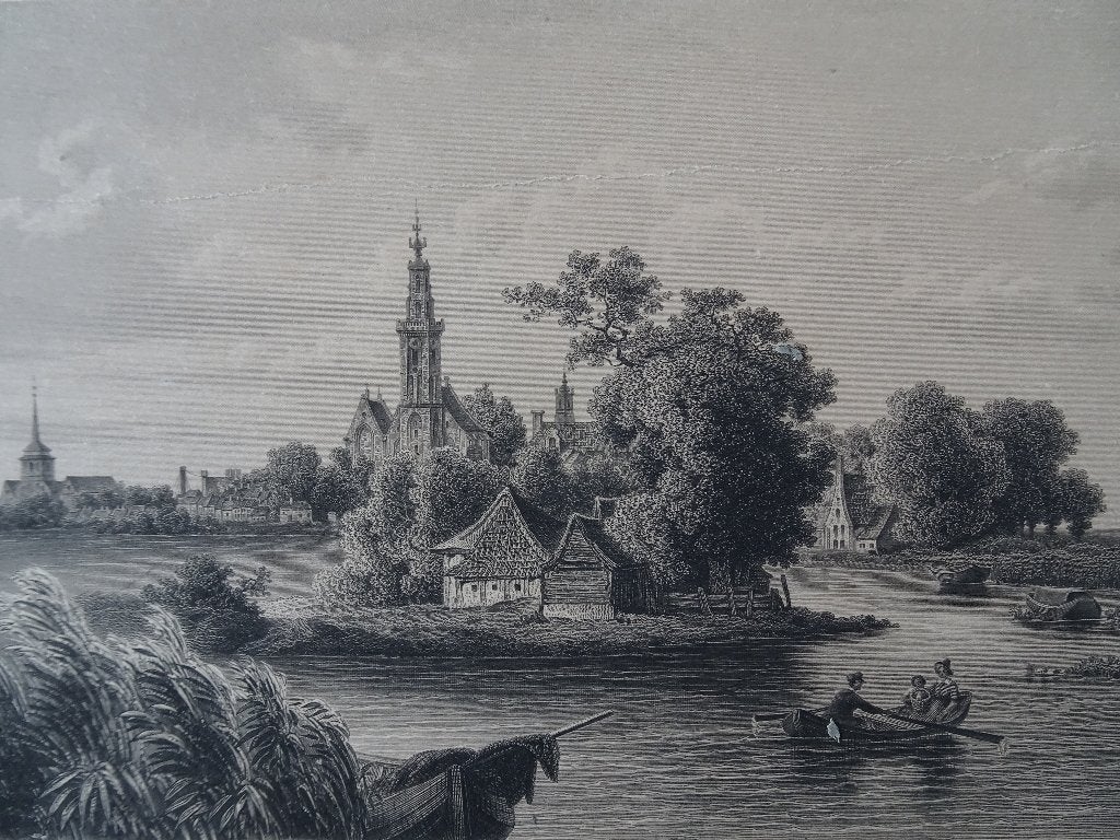 gravure Edam van de Purmerringdijk, Umbach 1860, Ophalen of Verzenden, Gravure, Origineel