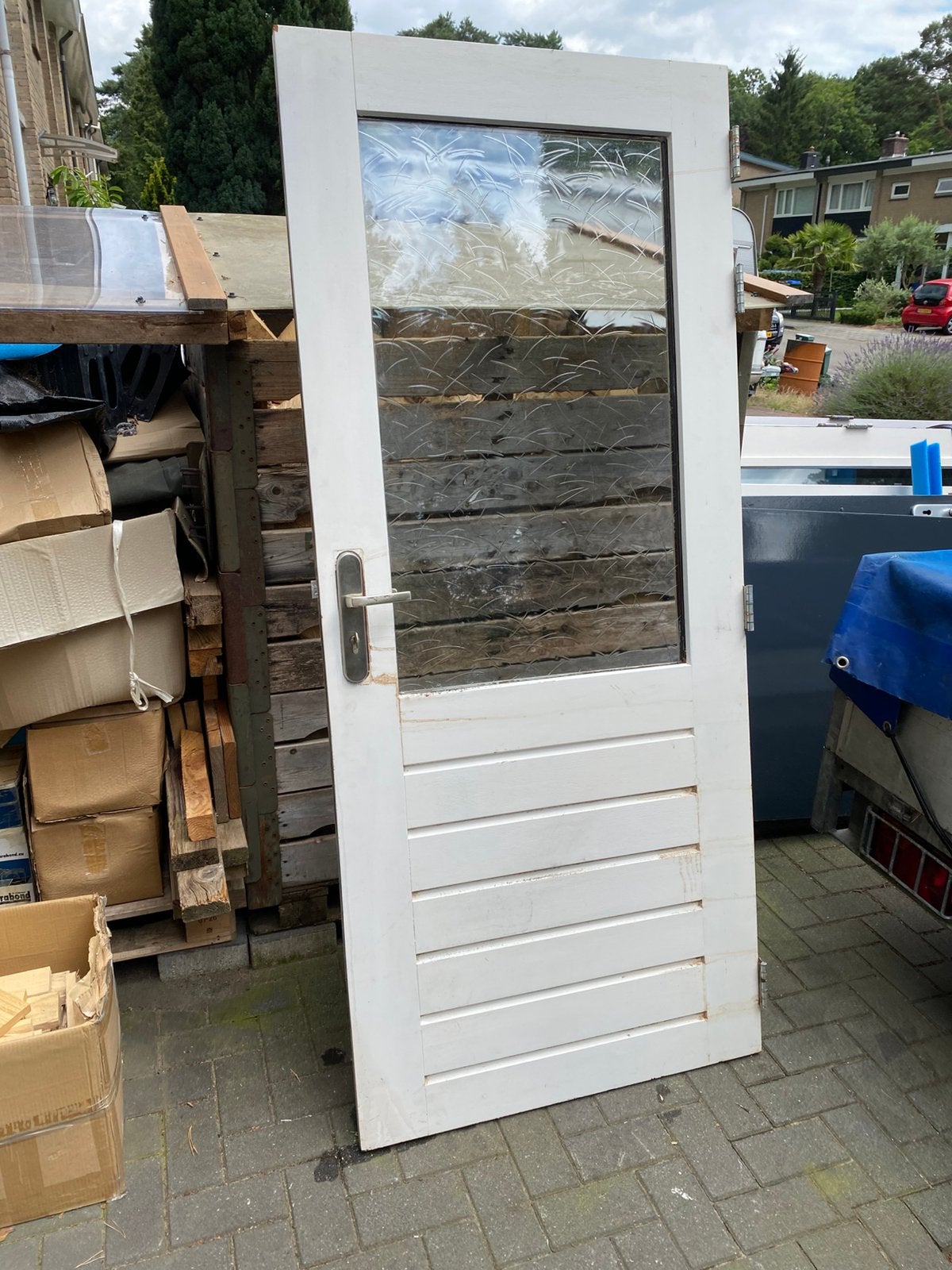 Achterdeur/schuurdeur 88 x 203,5 cm, Ophalen, 80 tot 100 cm, 200 tot 215 cm, Glas