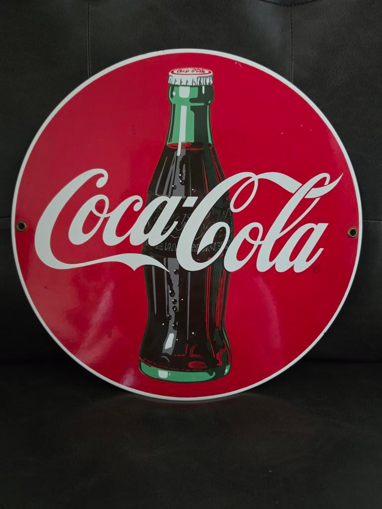 Coca cola emaille 29 cm ., Verzamelen, Merken en Reclamevoorwerpen, Ophalen of Verzenden, Zo goed als nieuw, Reclamebord