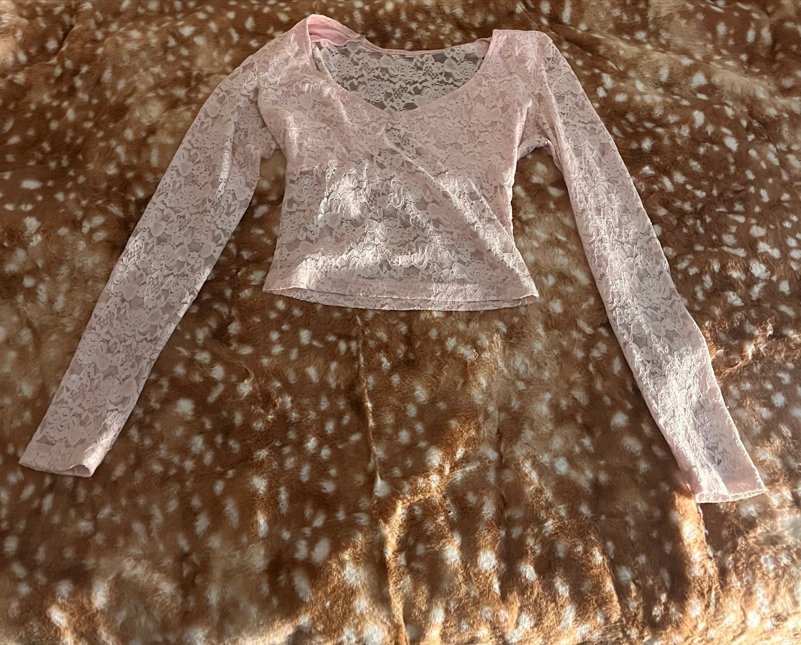 Roze kanten top met lange mouwen - Maat XS, Nieuw, Ophalen of Verzenden, Lange mouw, Roze