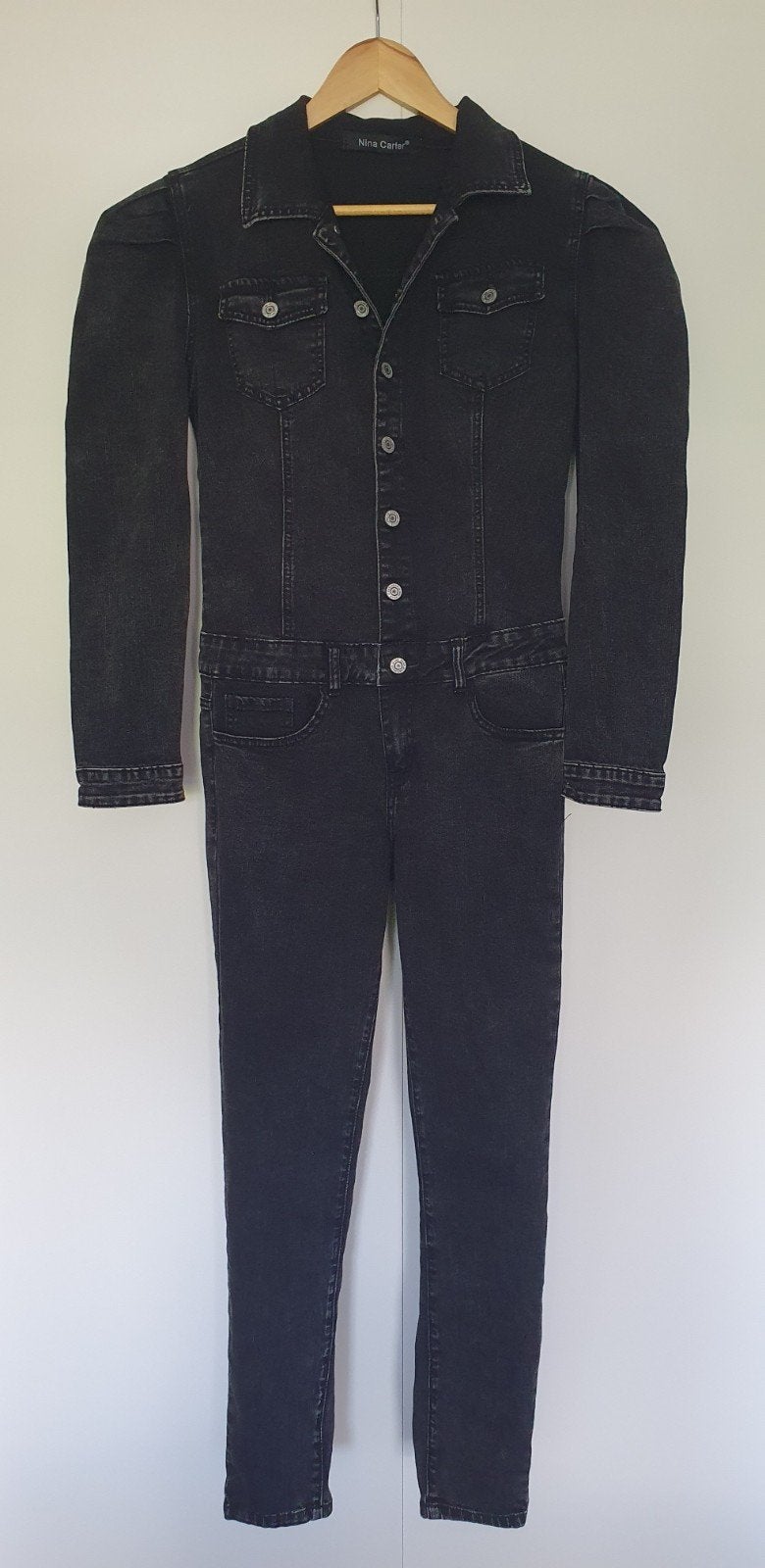 Grijze jeans Denim jumpsuit van Nina Carter maat M, Kleding | Dames, Maat 38/40 (M), Ophalen of Verzenden, Zo goed als nieuw, Nina Carter