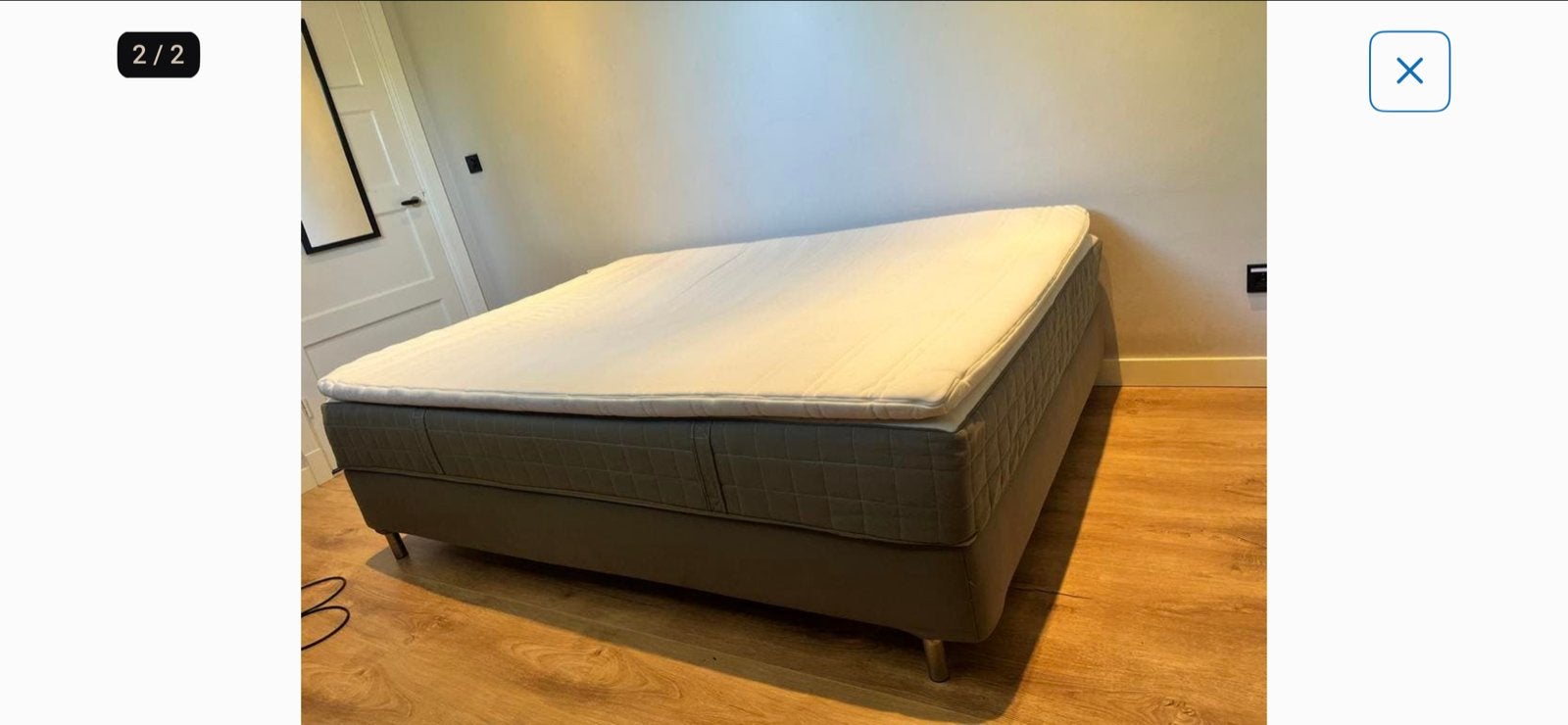 Boxspring 140x200cm compleet met hoofdbord (IKEA), Ophalen, Gebruikt, Tweepersoons, 140 cm